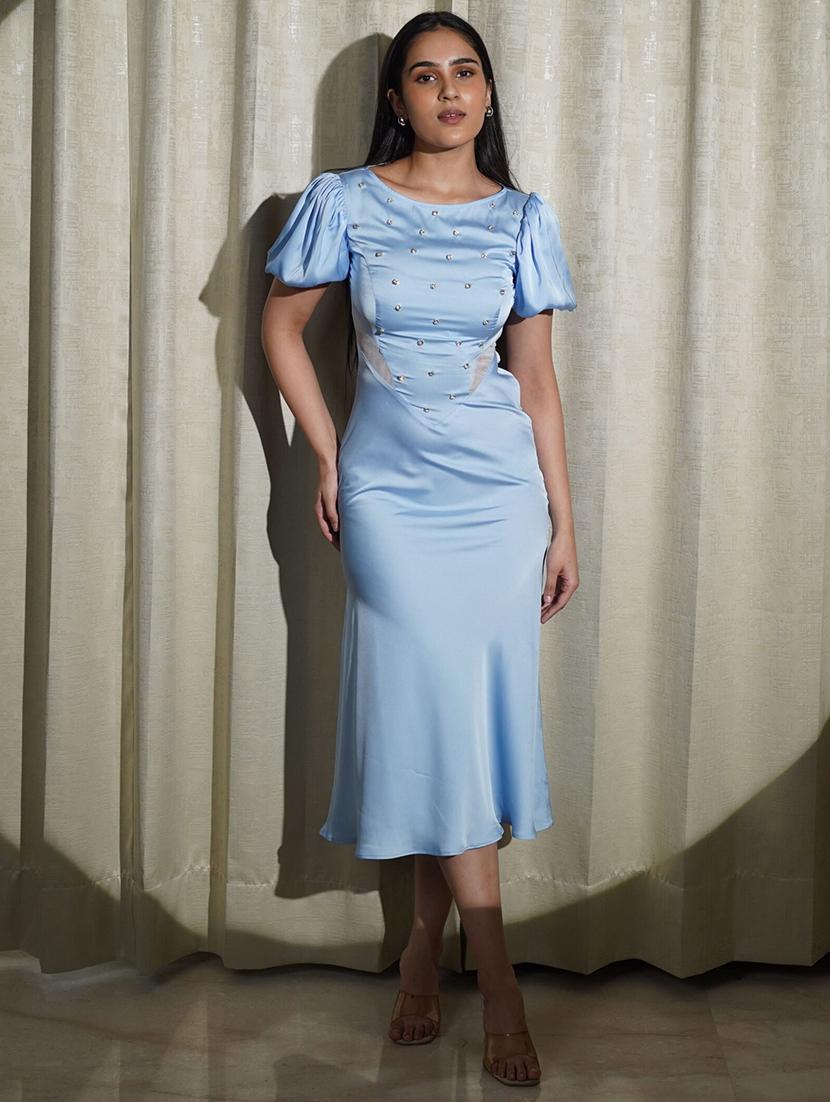 women embellished puff sleeve sheath dress - 21981825 - Zoom Image - 0