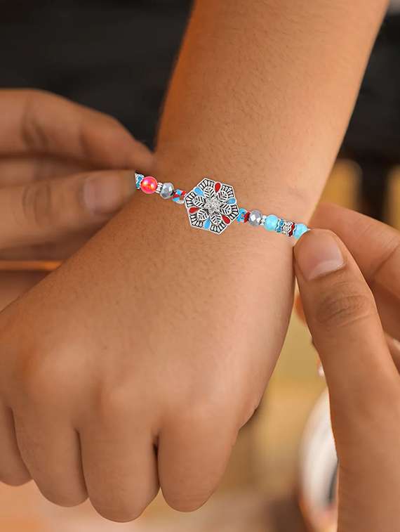pack of 3 beaded rakhi set with roli and chawal - 21981835 - Standard Image - 3