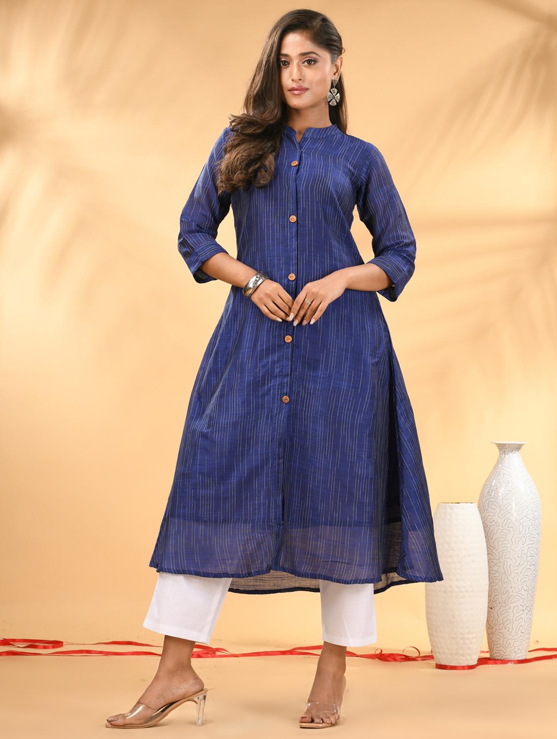 women self design three quarter sleeve a-line kurta - 21981840 -  Zoom Image - 0