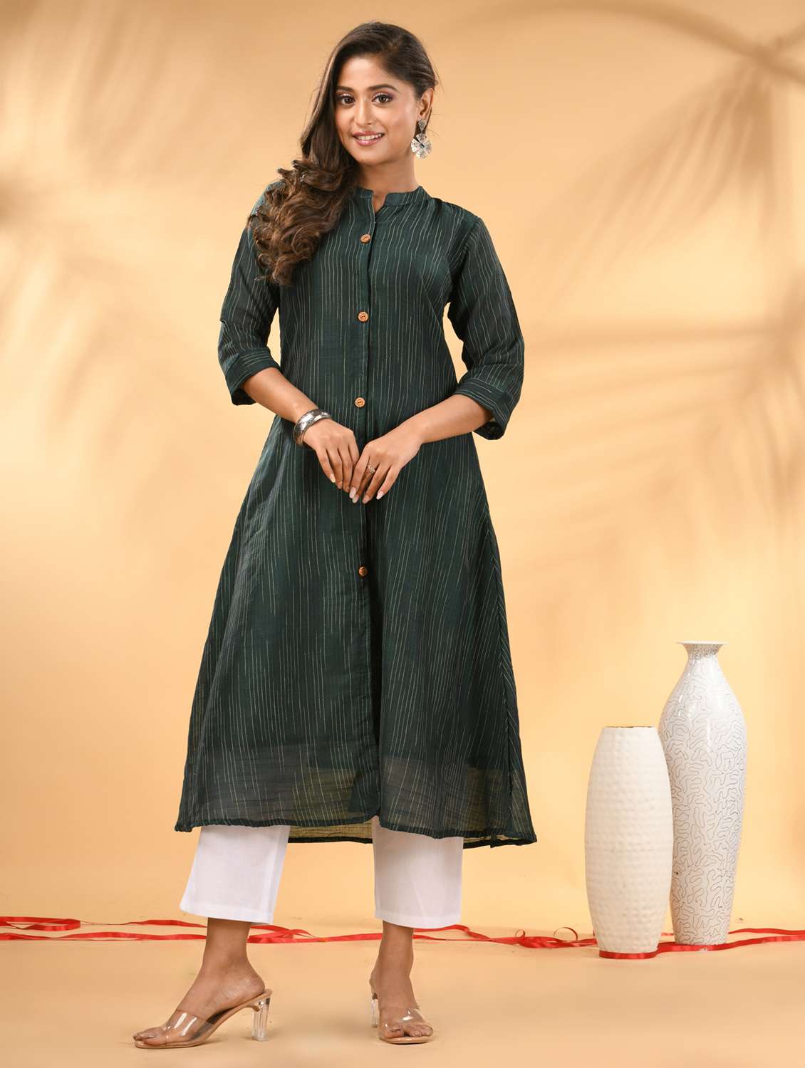 women self design three quarter sleeve a-line kurta - 21981843 - Zoom Image - 0