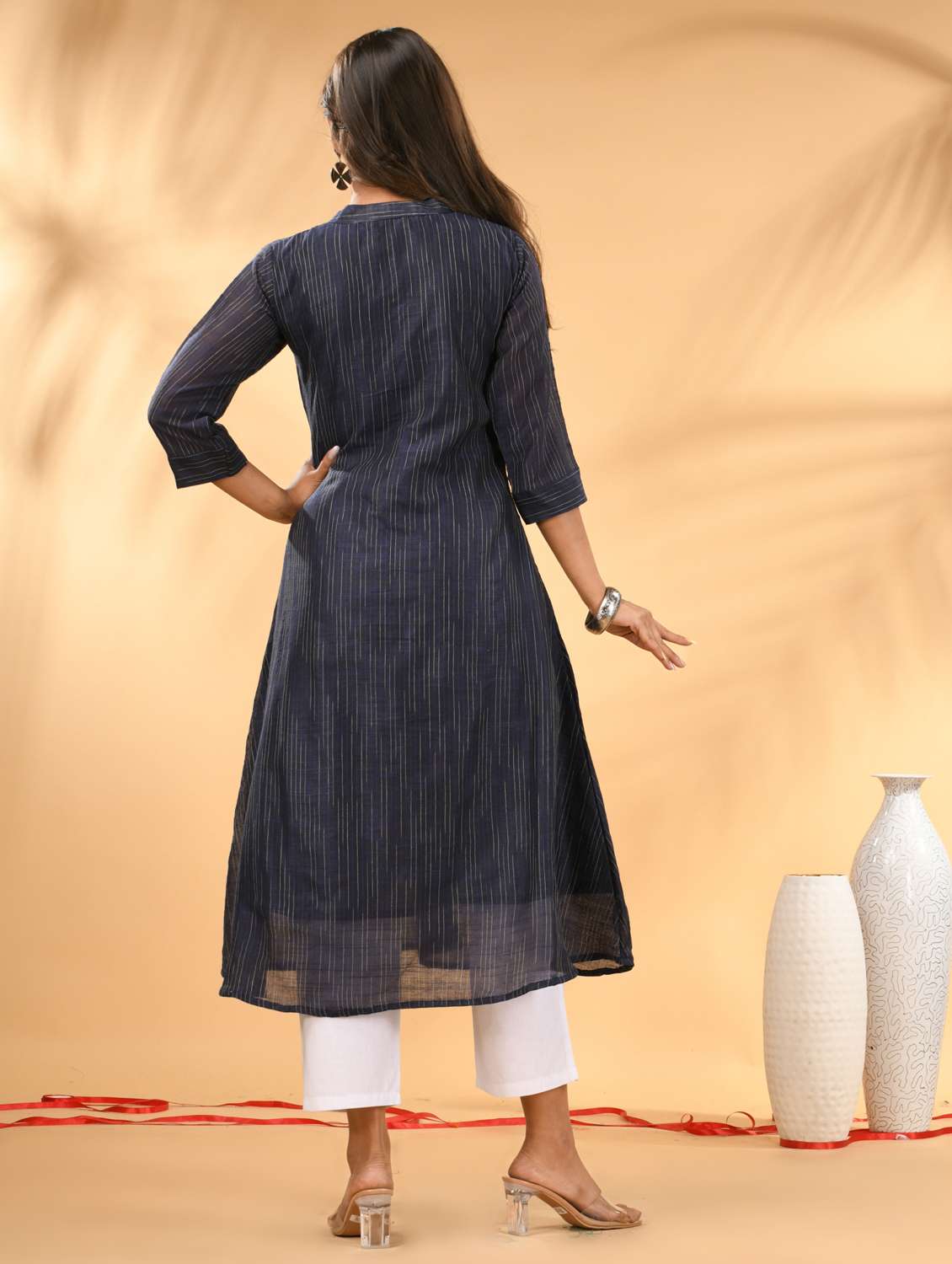 women self design three quarter sleeve a-line kurta - 21981845 -  Standard Image - 5