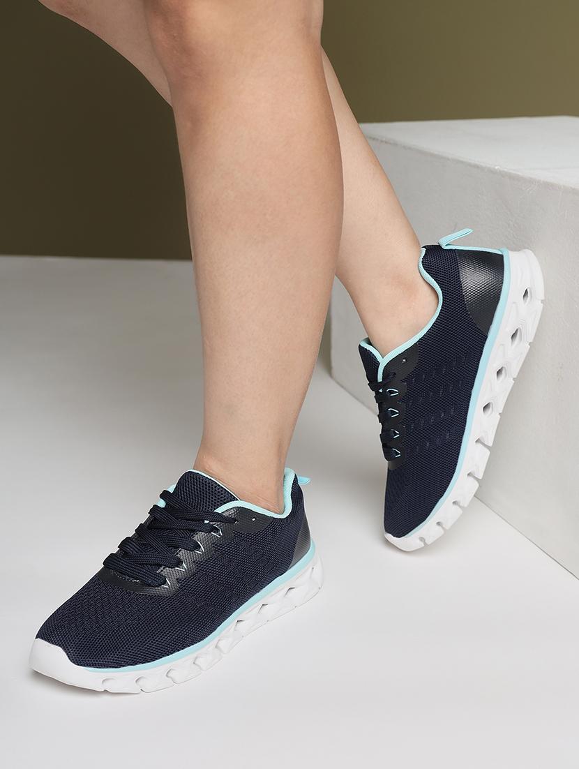 women navy blue lace-up sports shoe