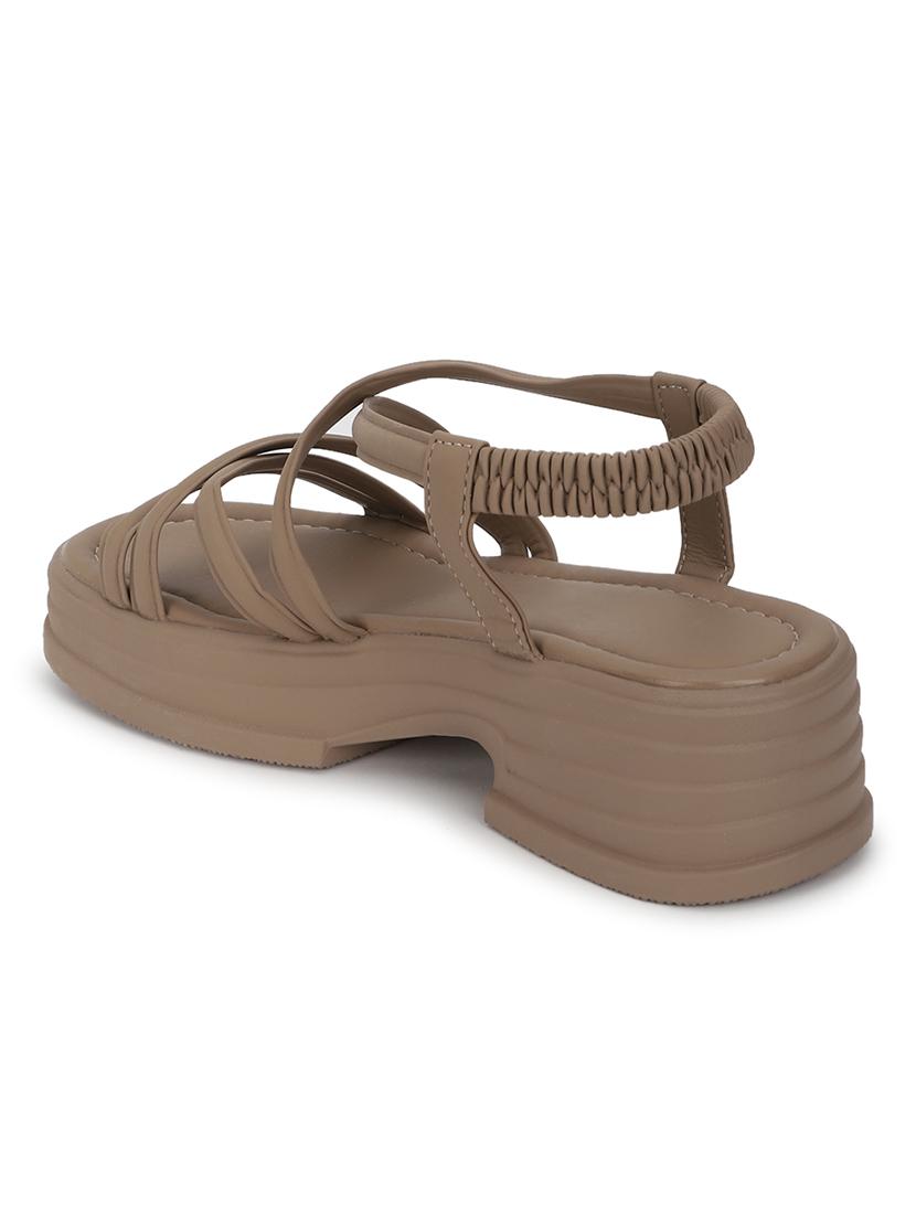 women brown back strap platform sandal - 21981892 - Standard Image - 3