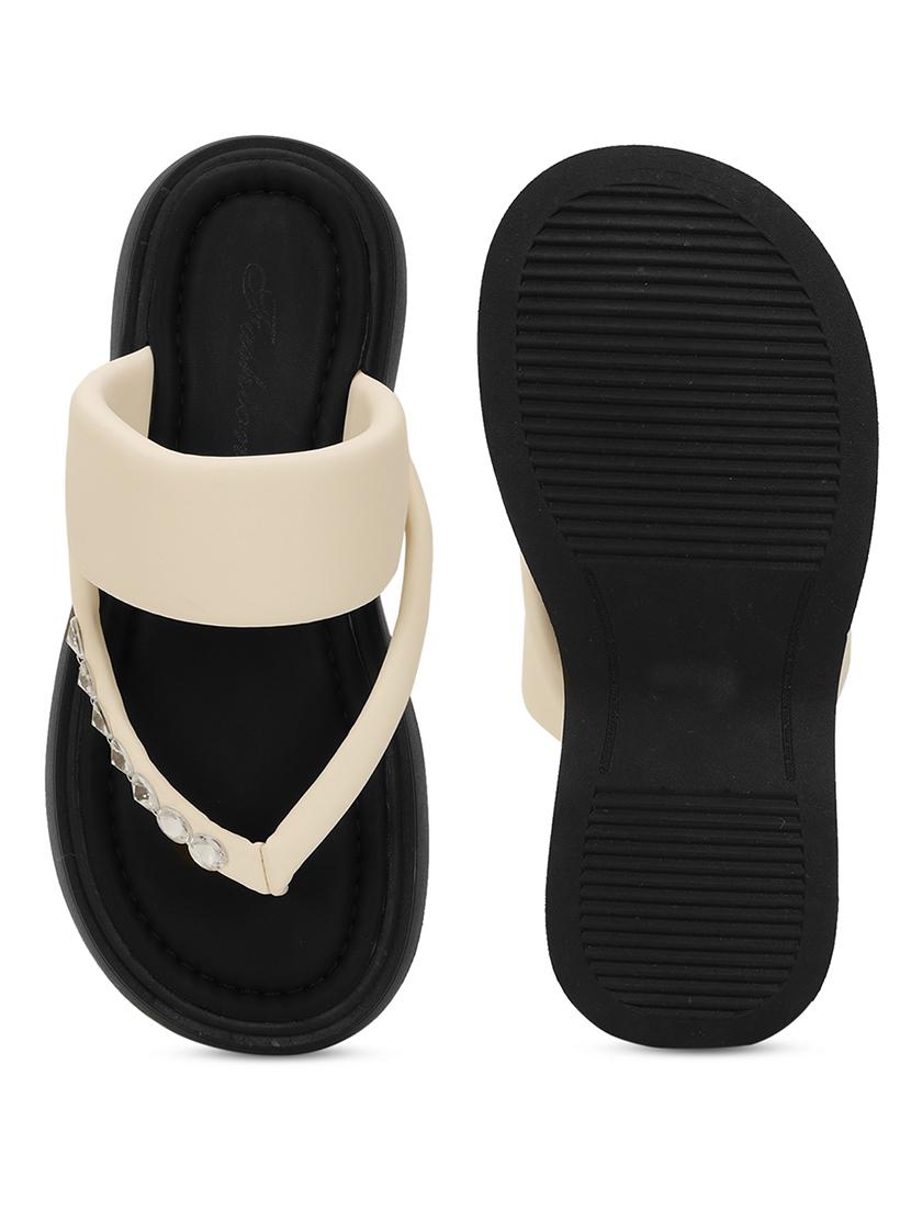 women cream slip on platform sandal - 21981901 - Standard Image - 5
