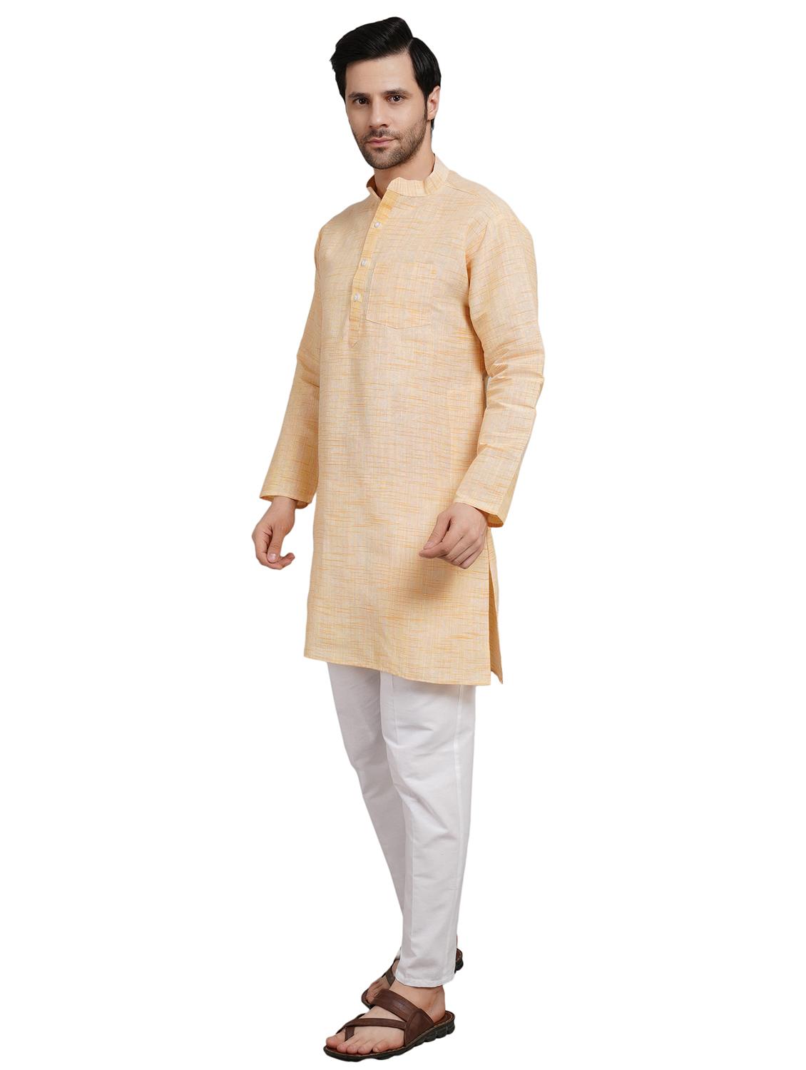 men solid mandarin neck long kurta - 21981913 - Standard Image - 3