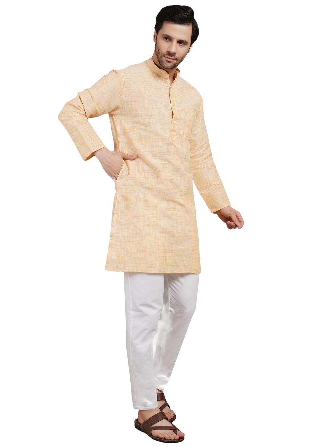 men solid mandarin neck long kurta - 21981913 - Standard Image - 5