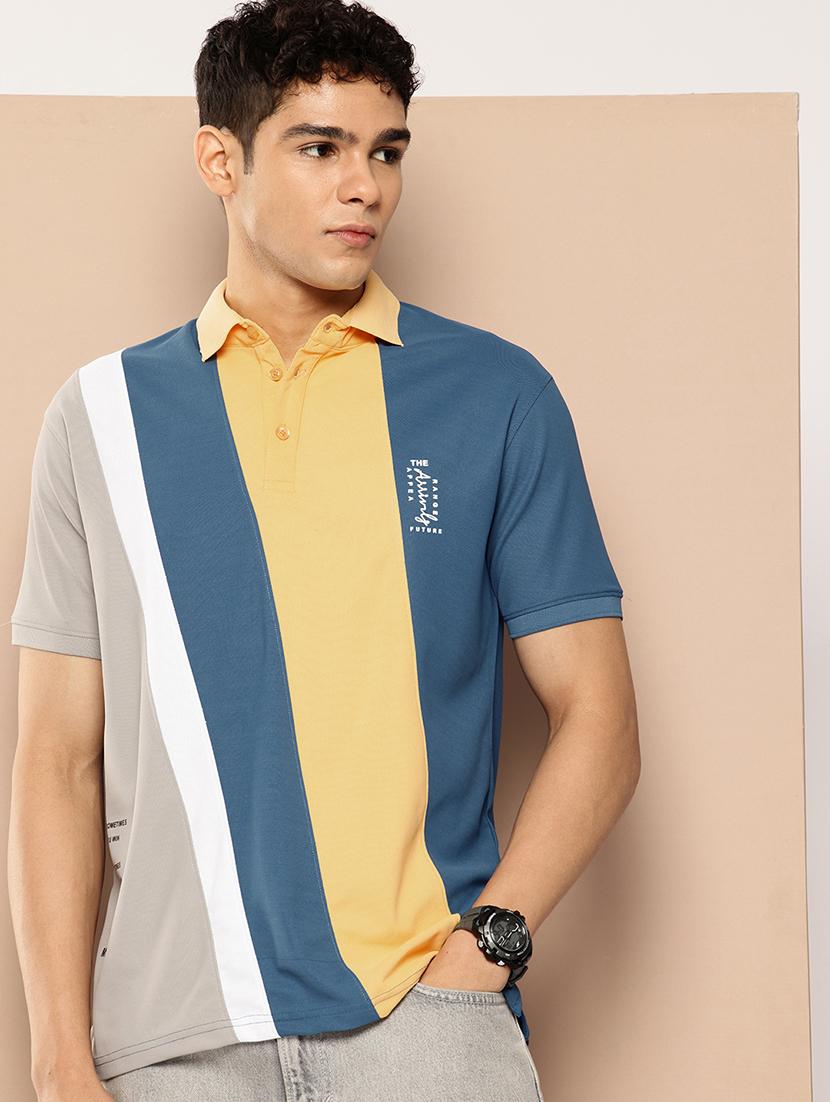 men color block short sleeve regular fit polo t-shirt