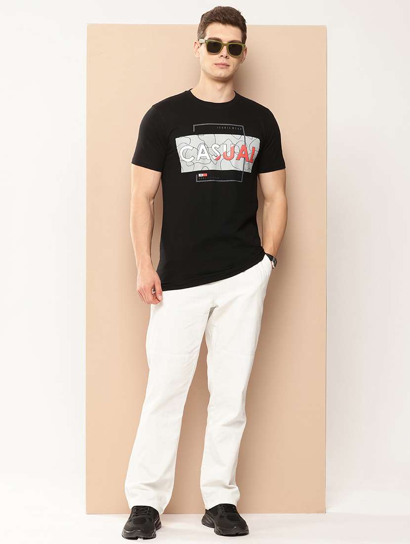 men chest print round neck regular fit t-shirt - 21981924 - Standard Image - 3