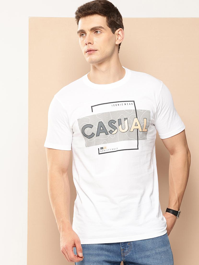 men chest print round neck regular fit t-shirt - 21981925 - Zoom Image - 0