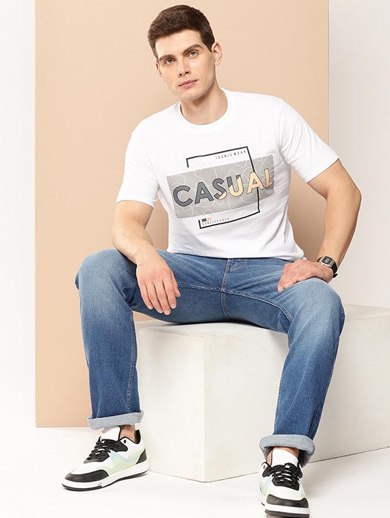 men chest print round neck regular fit t-shirt - 21981925 - Standard Image - 3