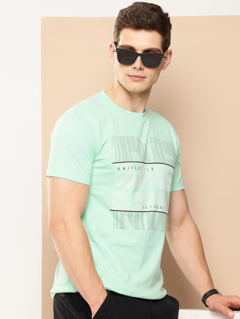 men front print round neck regular fit t-shirt