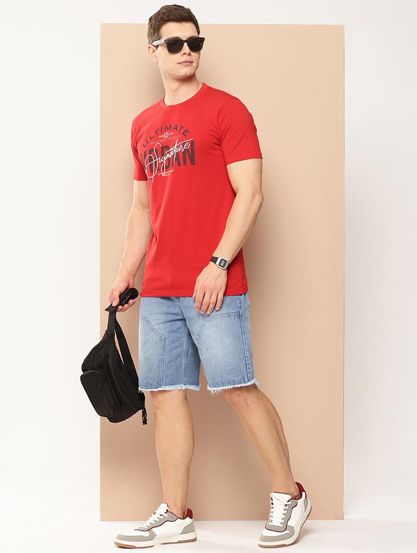 men chest print round neck regular fit t-shirt - 21981928 - Standard Image - 3