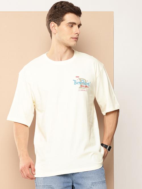 men front & back print round neck oversized t-shirt - 21982018 - Standard Image - 0