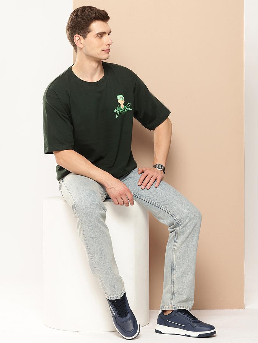 men front & back print round neck oversized t-shirt - 21982023 - Standard Image - 3