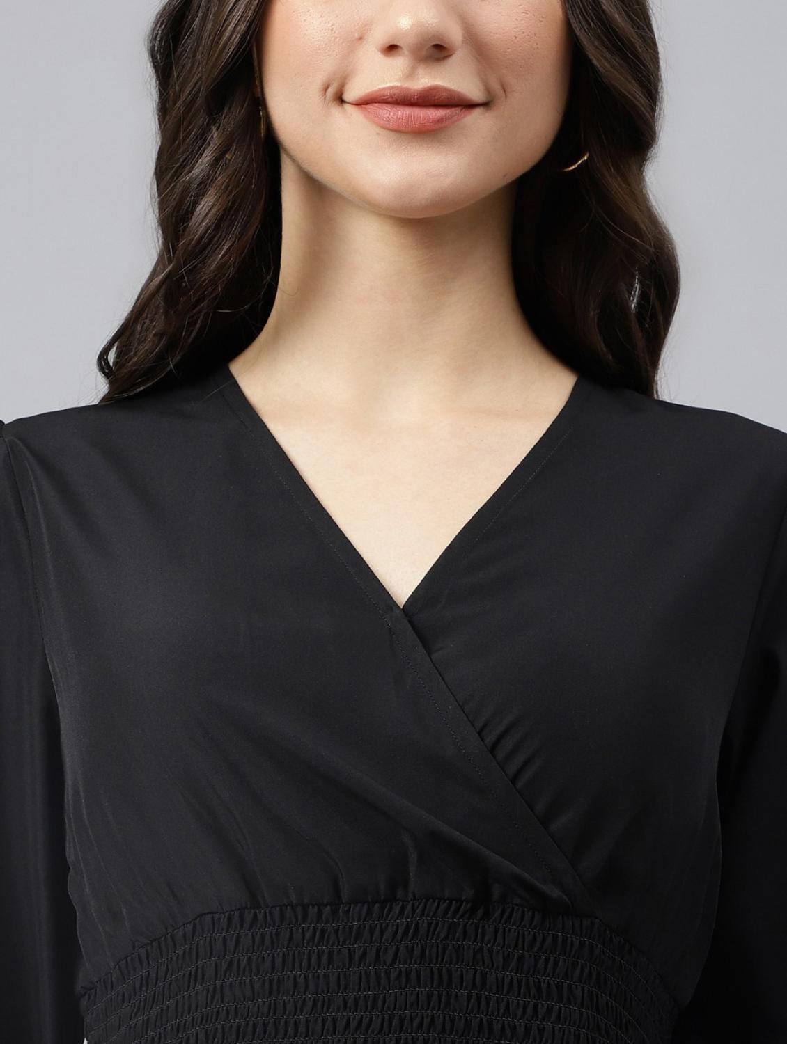 women solid puff sleeve tiered maxi dress - 21982063 - Standard Image - 3