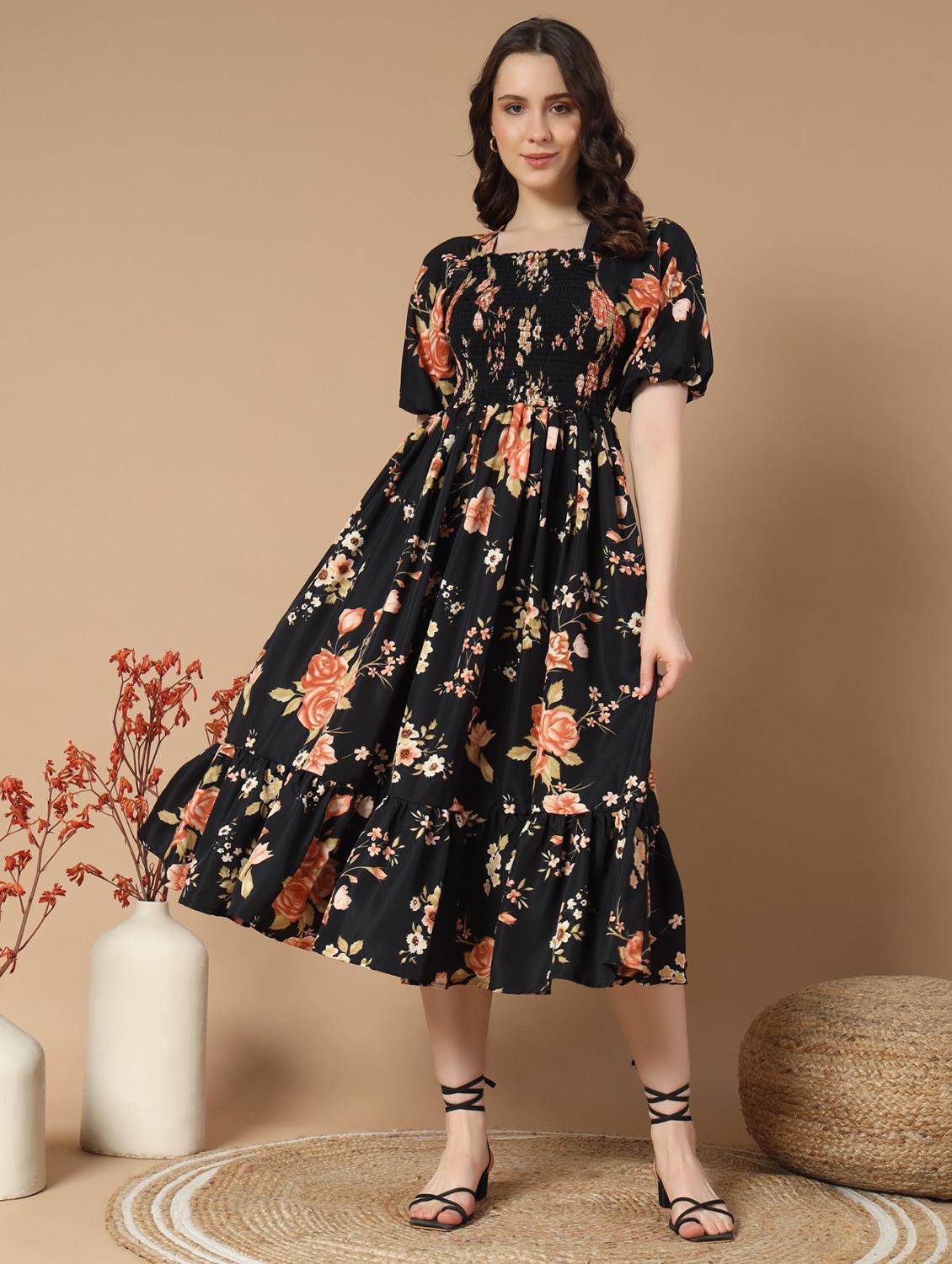 fit & flare floral georgette party gown