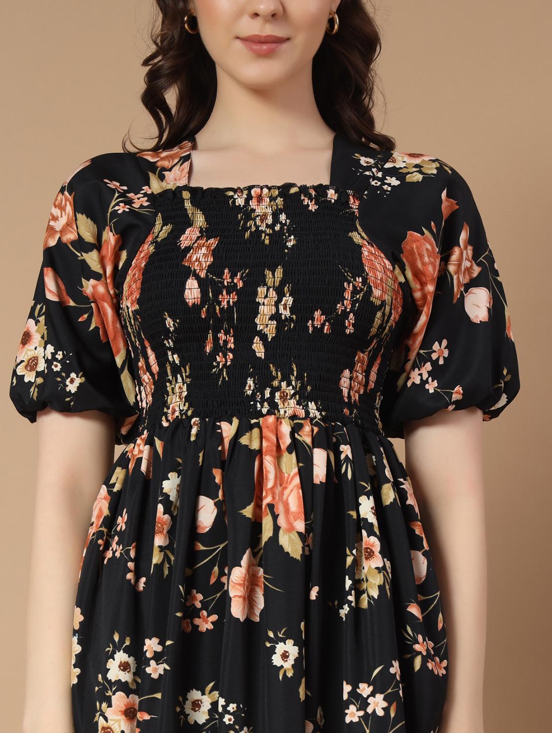 fit & flare floral georgette party gown - 21982126 - Standard Image - 3