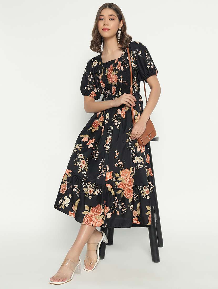 women printed puff sleeve tiered dress - 21982150 -  Zoom Image - 0