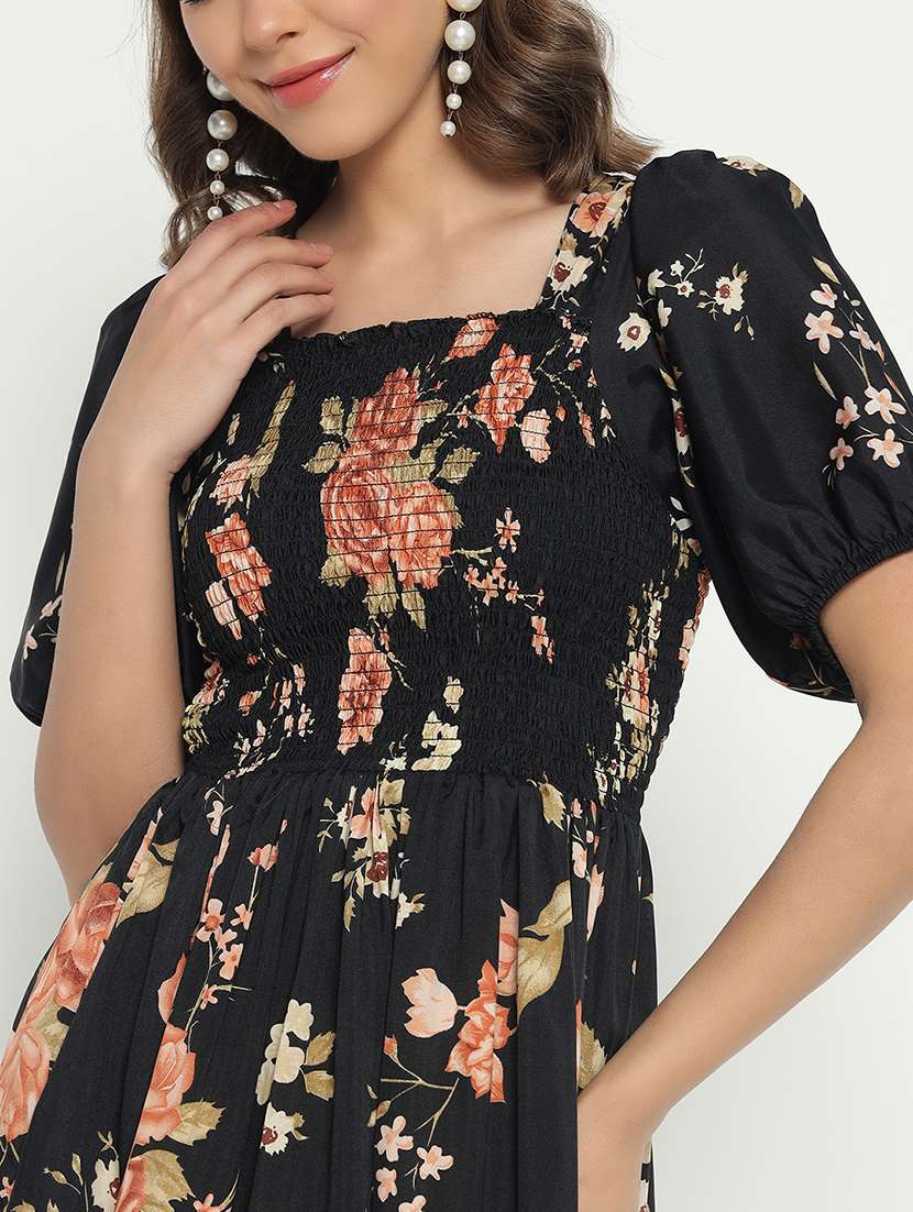 women printed puff sleeve tiered dress - 21982150 -  Standard Image - 3