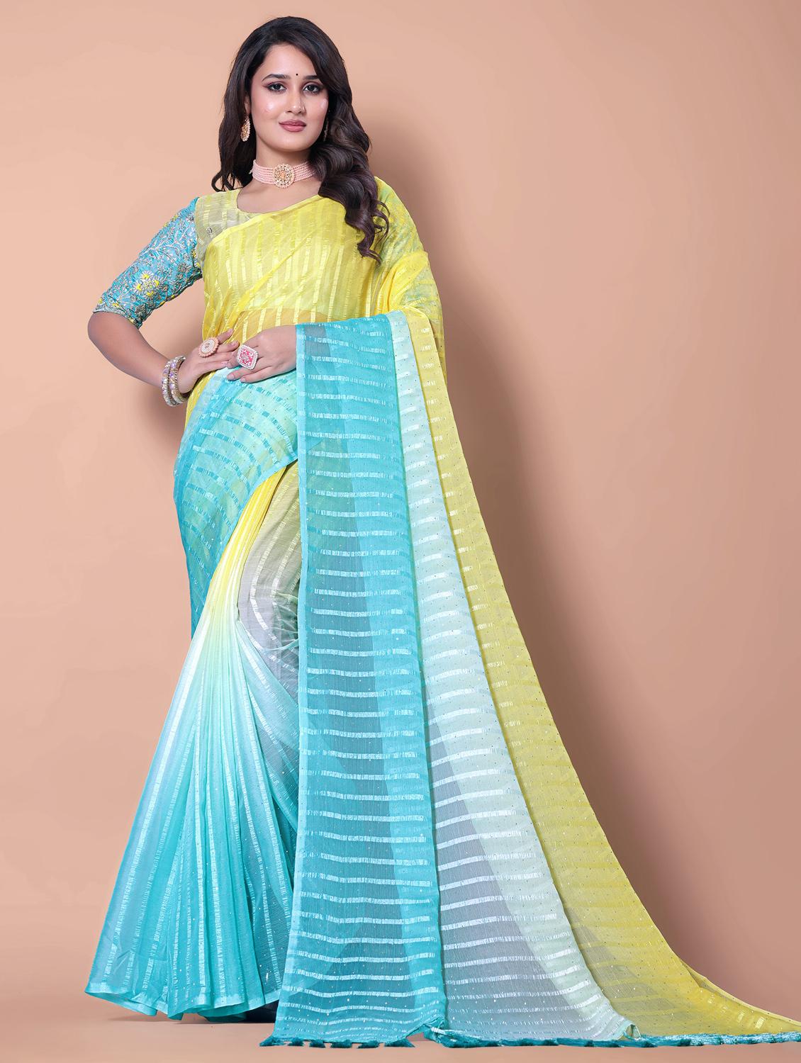 women ombre printed embellished saree with blouse - 21982171 -  Zoom Image - 0