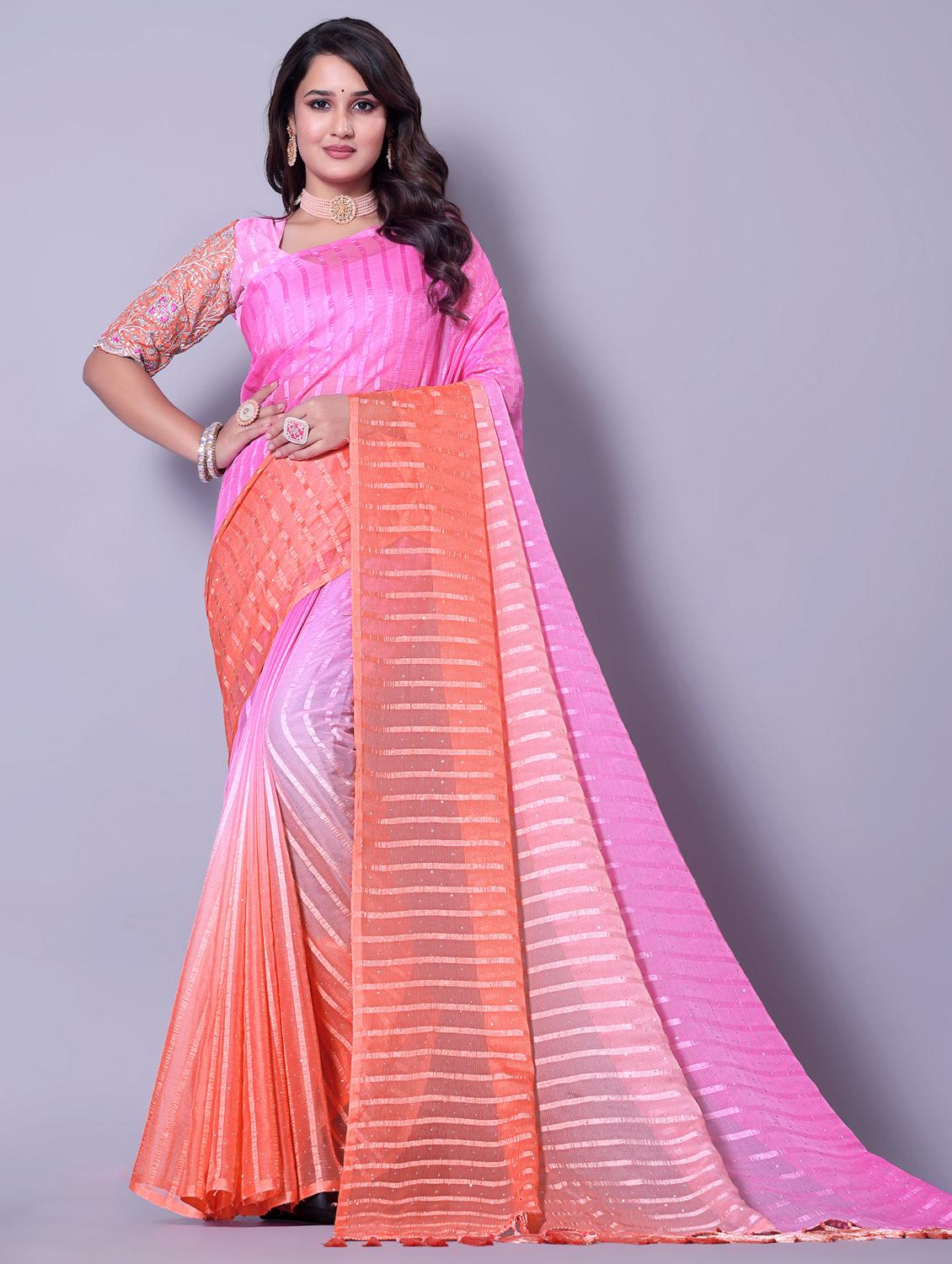 women ombre printed embellished saree with blouse - 21982172 - Zoom Image - 0