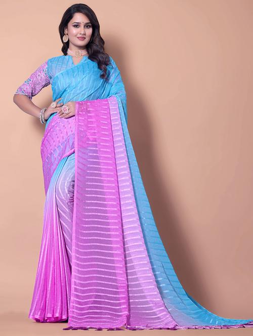 women ombre printed embellished saree with blouse - 21982175 - Standard Image - 0