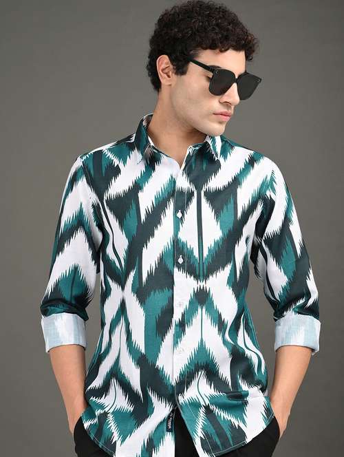 men printed long sleeve regular fit casual shirt - 21982177 -  Standard Image - 0