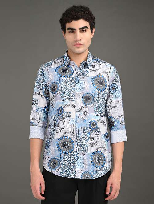 men printed long sleeve regular fit casual shirt - 21982178 -  Standard Image - 0