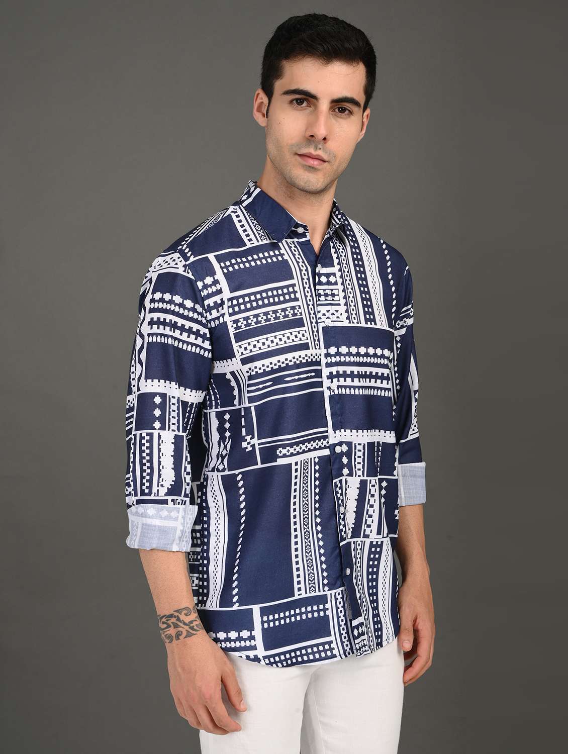 men printed long sleeve regular fit casual shirt - 21982179 -  Standard Image - 3