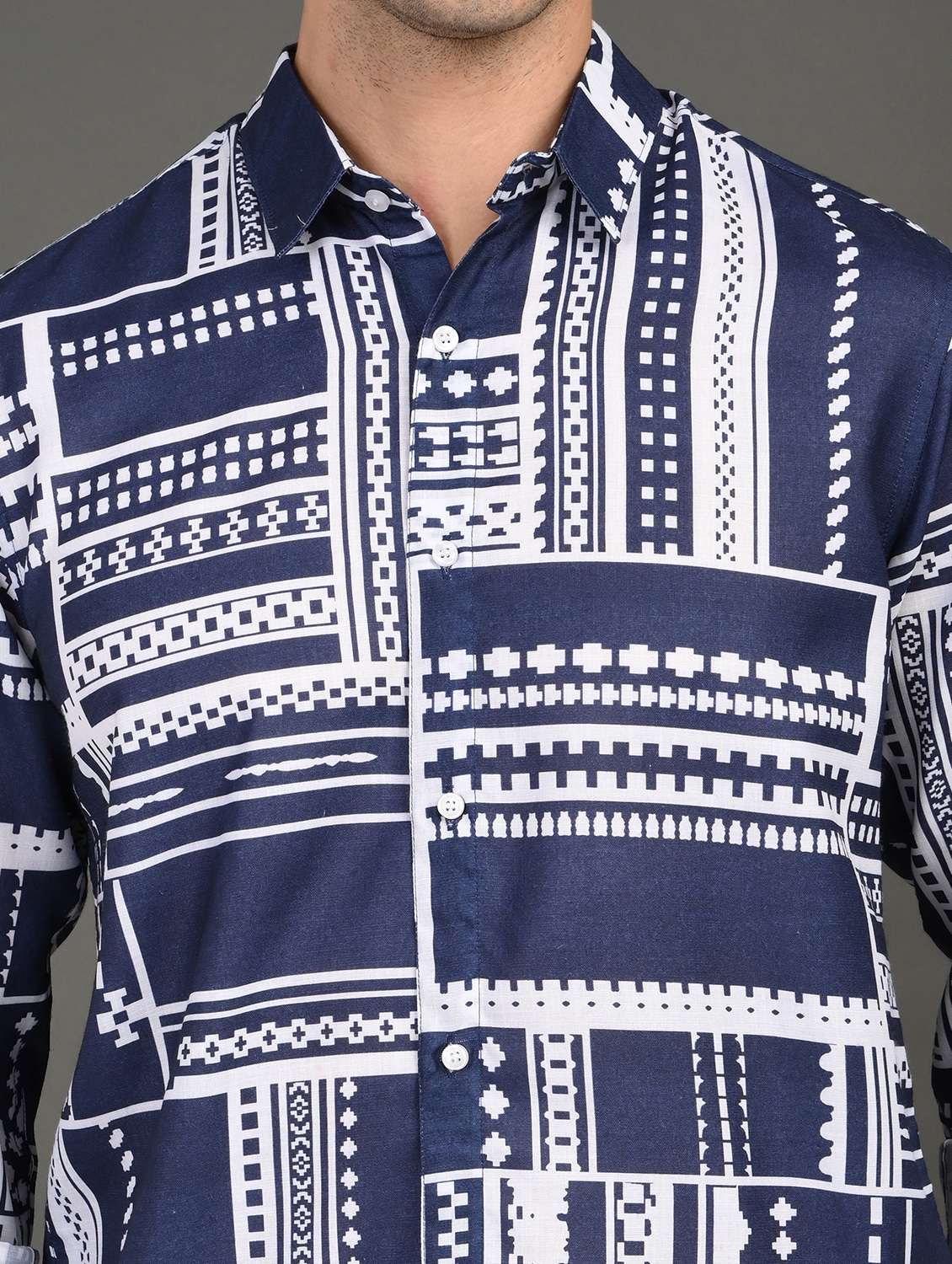 men printed long sleeve regular fit casual shirt - 21982179 -  Standard Image - 5