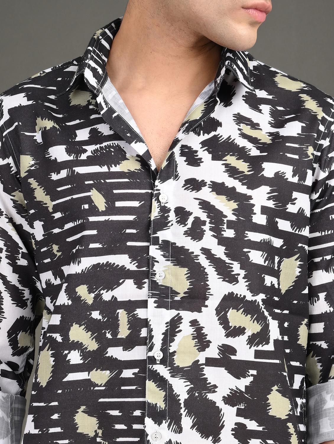 men printed long sleeve regular fit casual shirt - 21982181 - Standard Image - 3