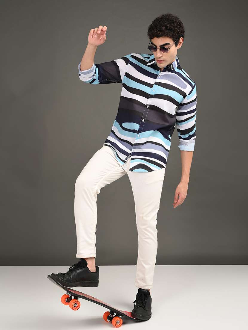 men printed long sleeve regular fit casual shirt - 21982182 -  Standard Image - 3