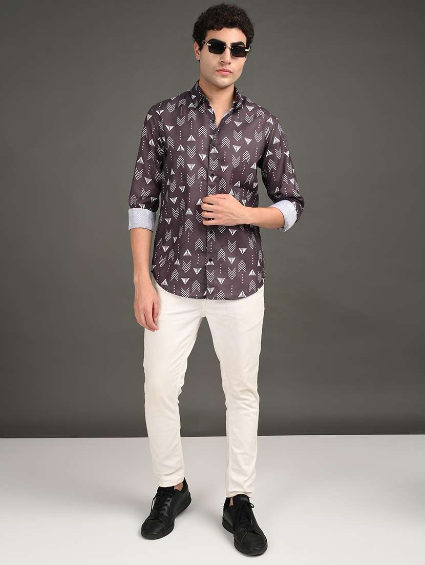 men printed long sleeve regular fit casual shirt - 21982183 -  Standard Image - 3