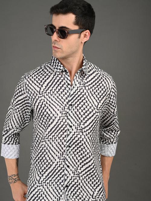 men printed long sleeve regular fit casual shirt - 21982184 -  Standard Image - 0