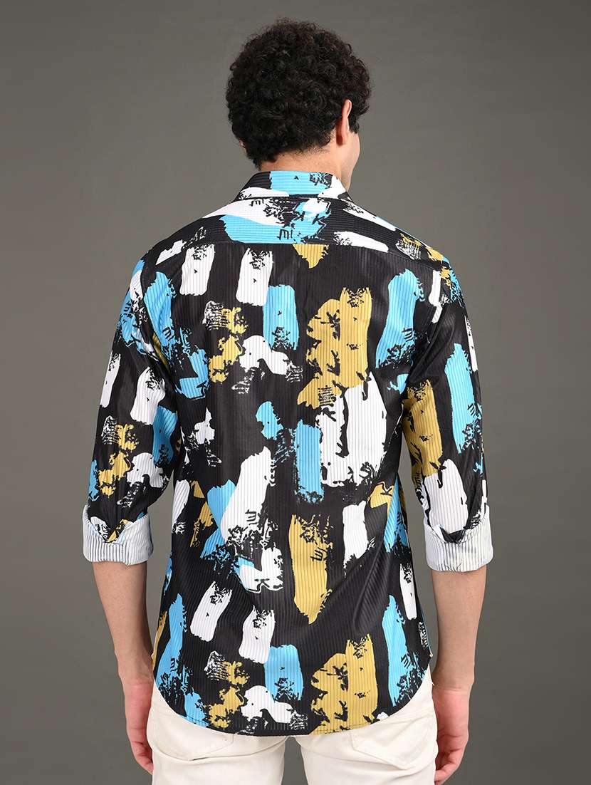 men printed long sleeve regular fit casual shirt - 21982185 -  Standard Image - 3