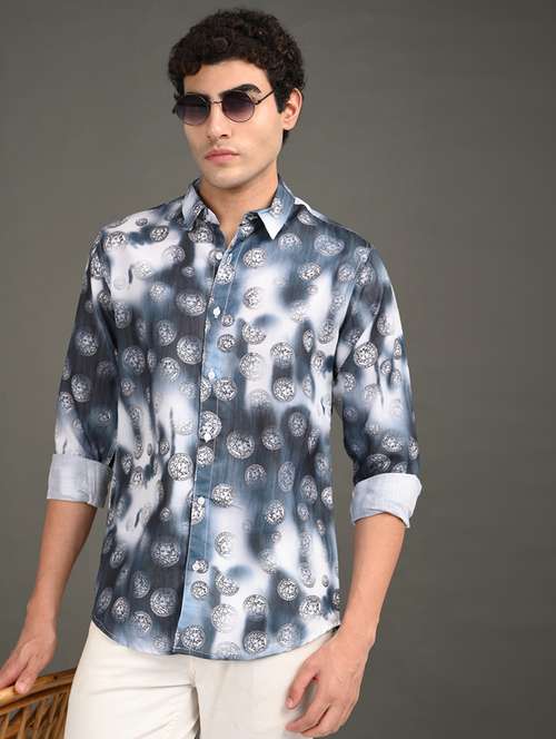 men printed long sleeve regular fit casual shirt - 21982186 -  Standard Image - 0