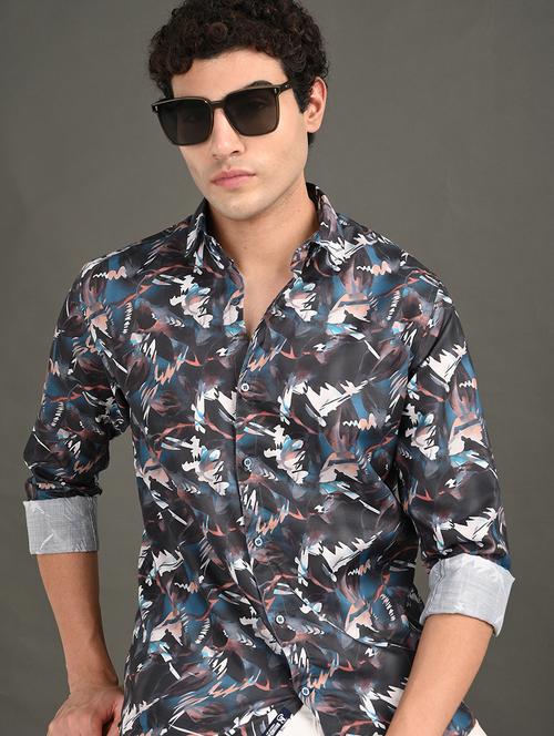 men printed long sleeve regular fit casual shirt - 21982192 - Standard Image - 0
