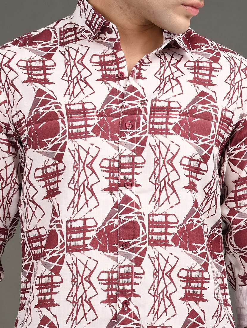 men printed long sleeve regular fit casual shirt - 21982193 - Standard Image - 3