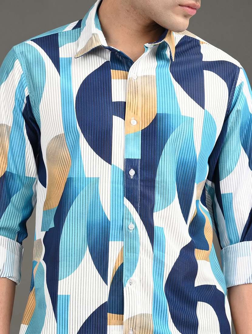 men printed long sleeve regular fit casual shirt - 21982195 -  Standard Image - 3