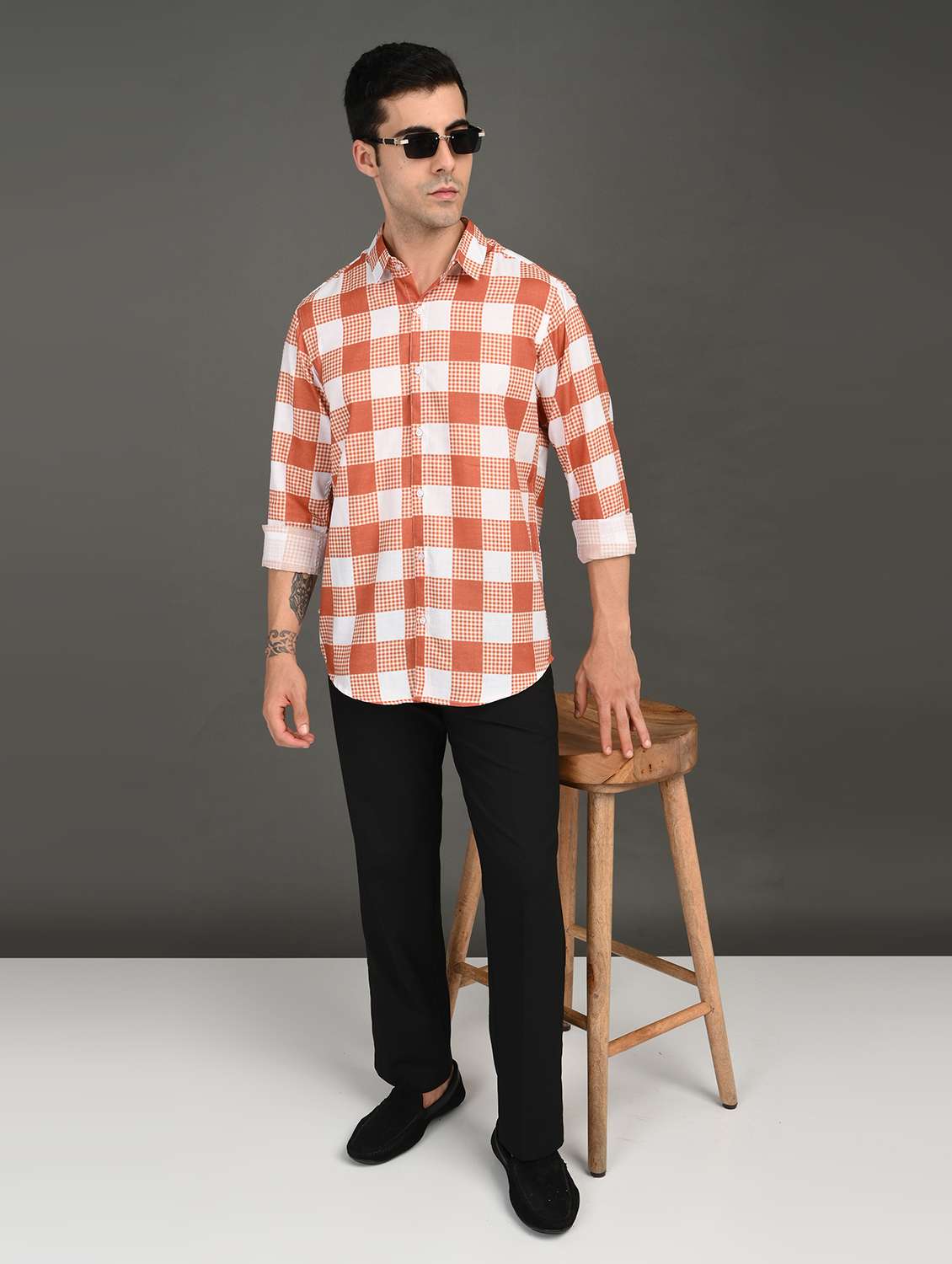 men checkered long sleeve regular fit casual shirt - 21982196 -  Standard Image - 5