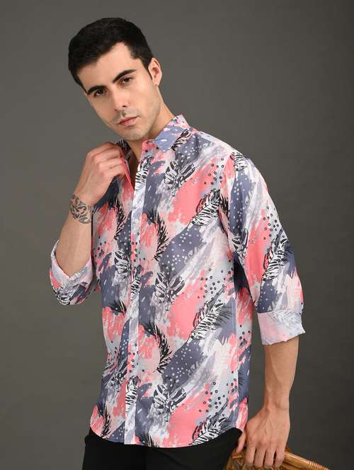 men printed long sleeve regular fit casual shirt - 21982208 -  Standard Image - 0