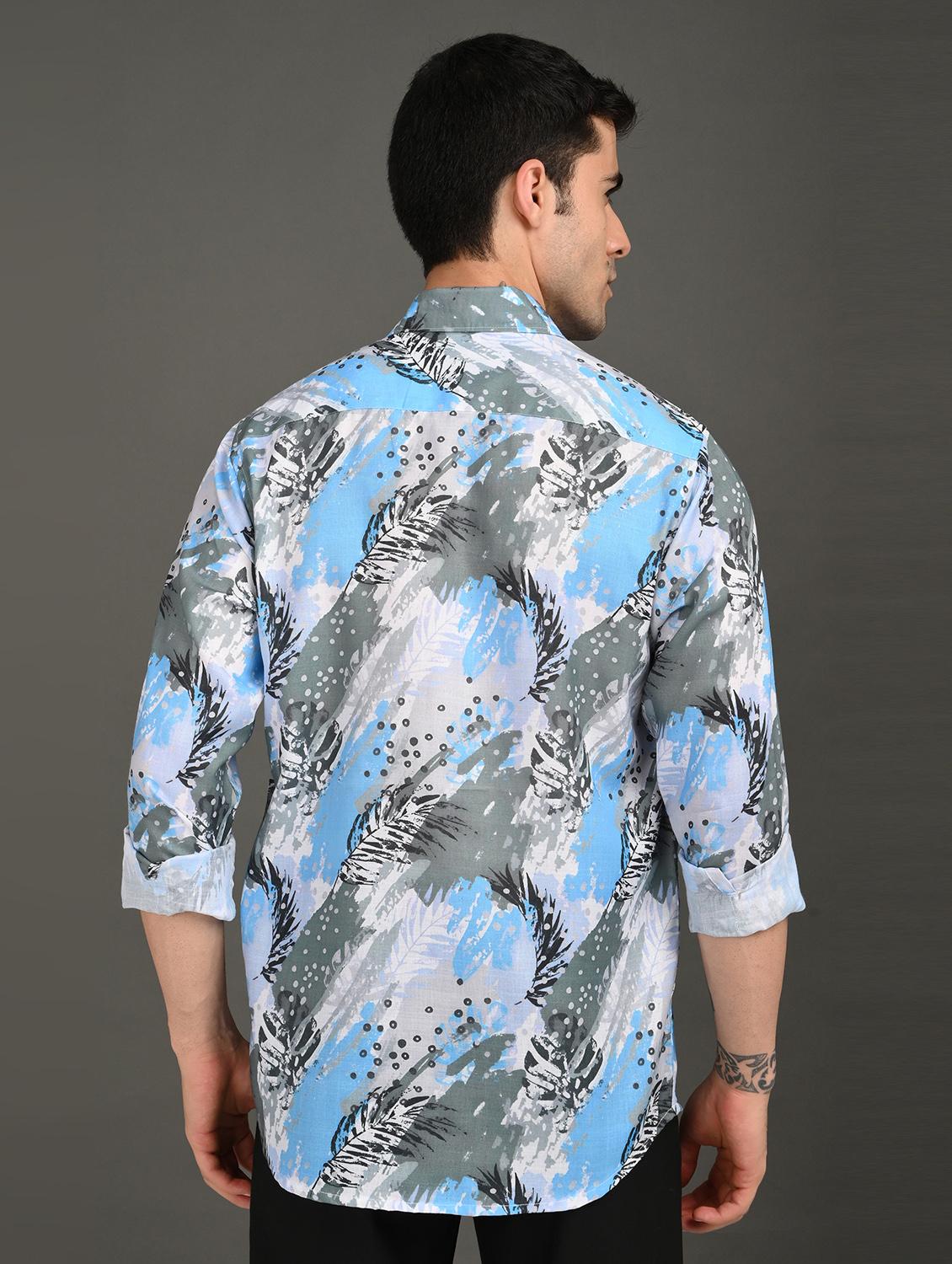 men printed long sleeve regular fit casual shirt - 21982209 - Standard Image - 3