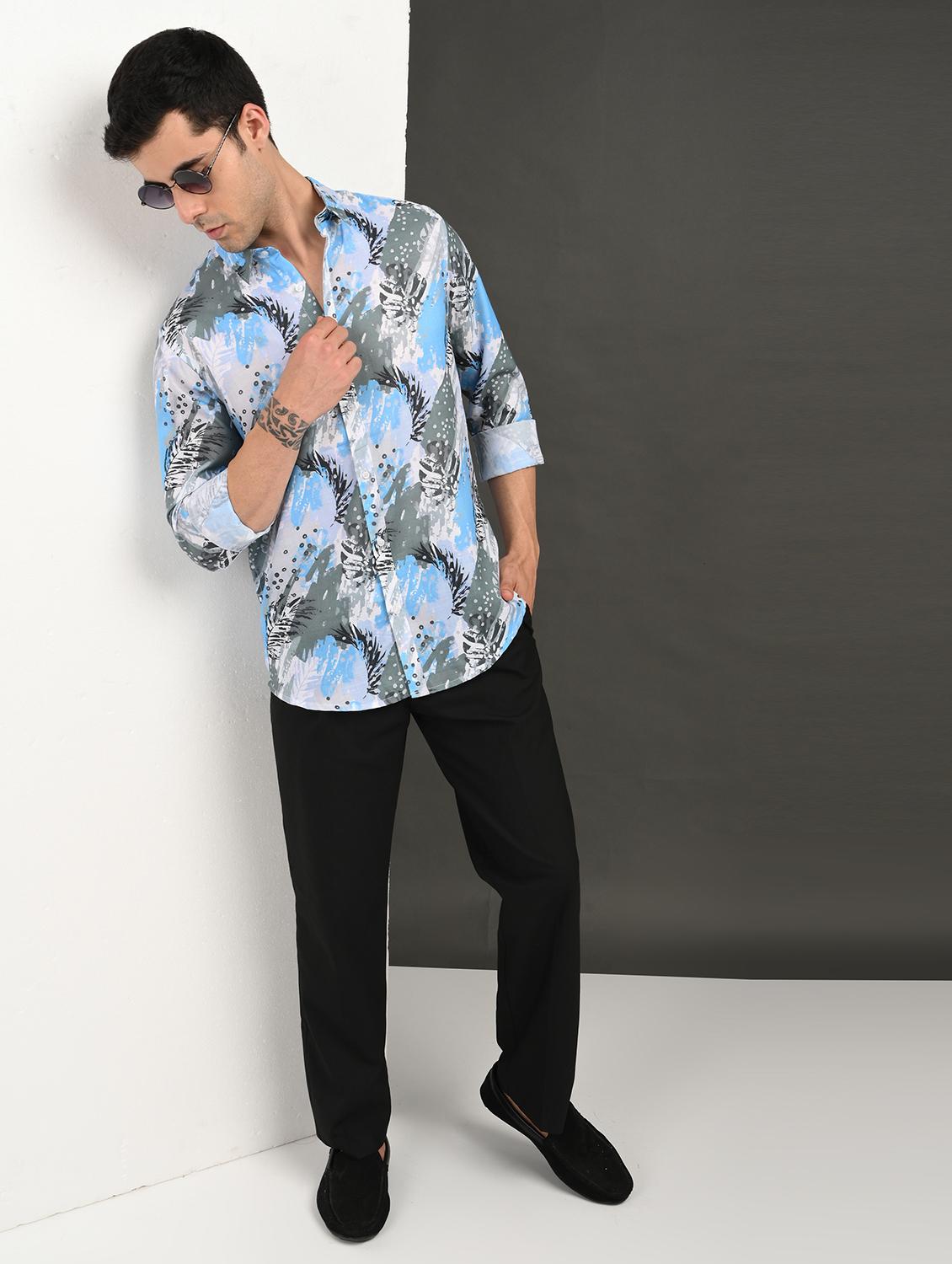 men printed long sleeve regular fit casual shirt - 21982209 - Standard Image - 5