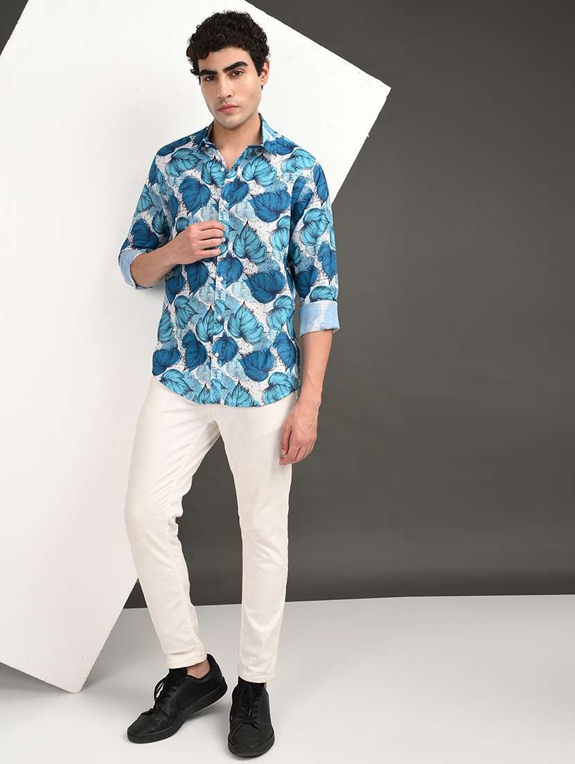 men printed long sleeve regular fit casual shirt - 21982216 -  Standard Image - 3
