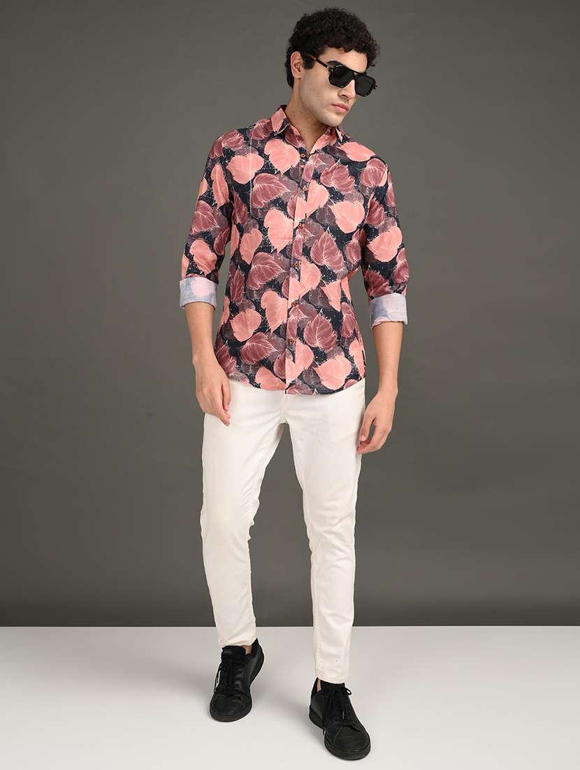 men printed long sleeve regular fit casual shirt - 21982217 -  Standard Image - 3