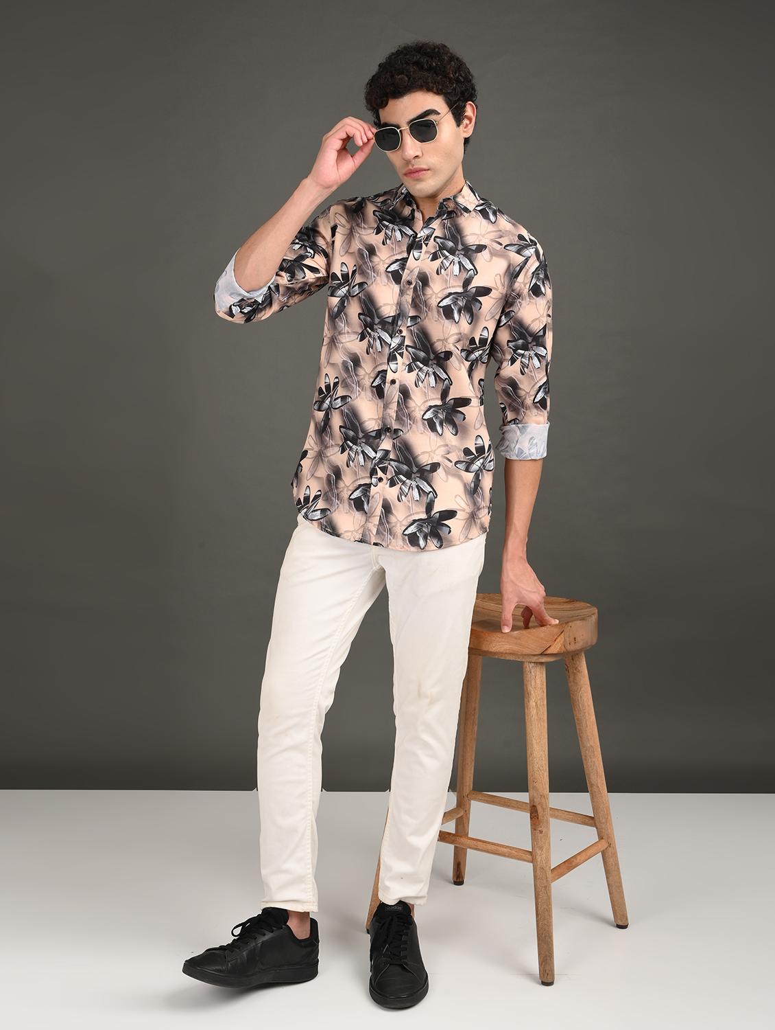 men printed long sleeve regular fit casual shirt - 21982220 - Standard Image - 3
