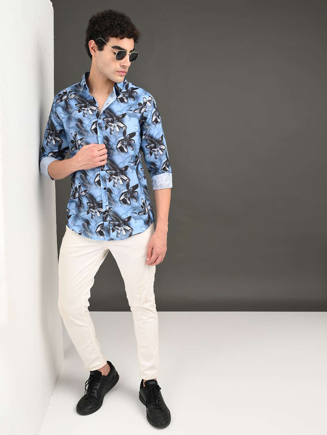 men printed long sleeve regular fit casual shirt - 21982221 -  Standard Image - 3