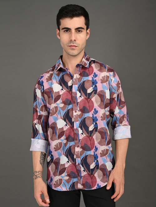 men printed long sleeve regular fit casual shirt - 21982222 -  Standard Image - 0