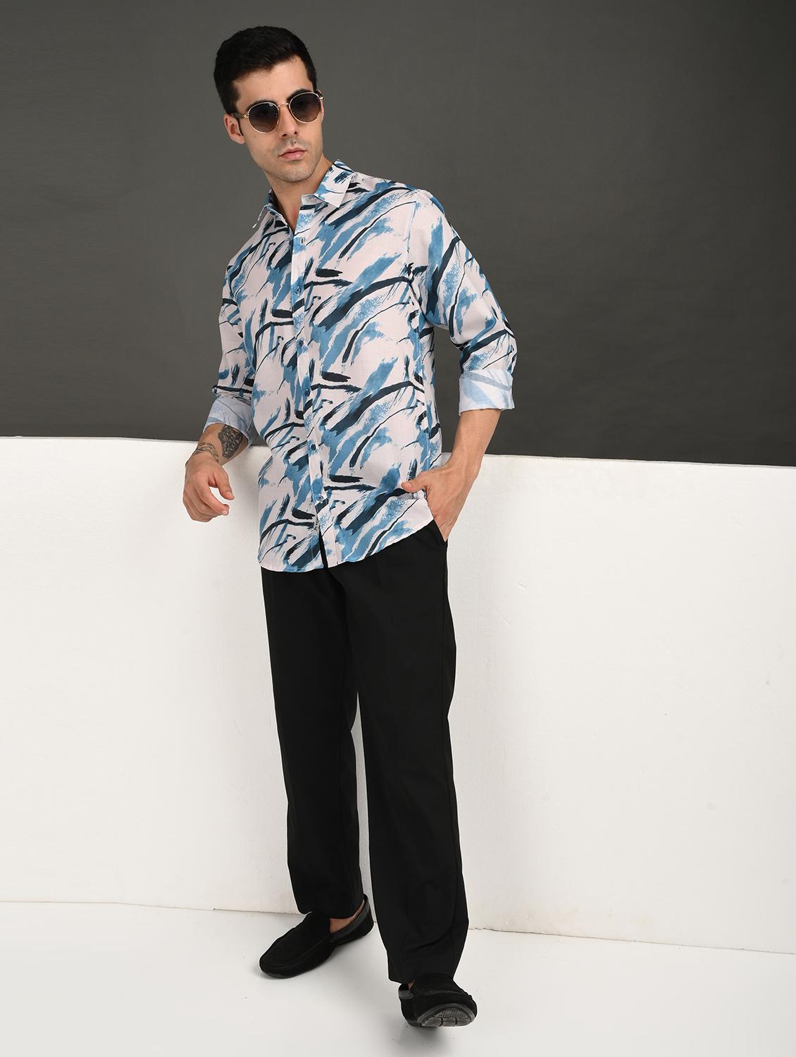men printed long sleeve regular fit casual shirt - 21982227 - Standard Image - 3
