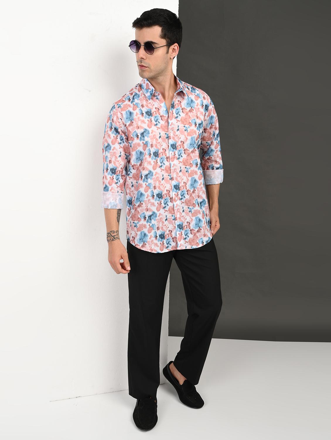 men printed long sleeve regular fit casual shirt - 21982230 - Standard Image - 3